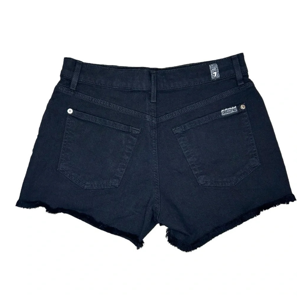 7 FOR ALL MANKIND Women’s Broken Twill Cut Off Short Black Size 28 - Picture 3 of 16